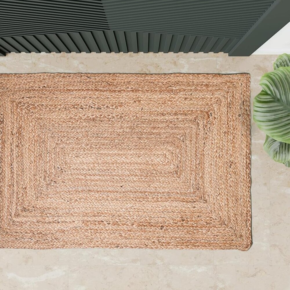 Hand Woven Jute Braided Rug, 2'x3' – Natural, Reversible Boho Entry Area Rugs fo - Picture 6 of 9